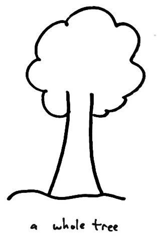 Line drawing of a whole tree labeled a whole tree